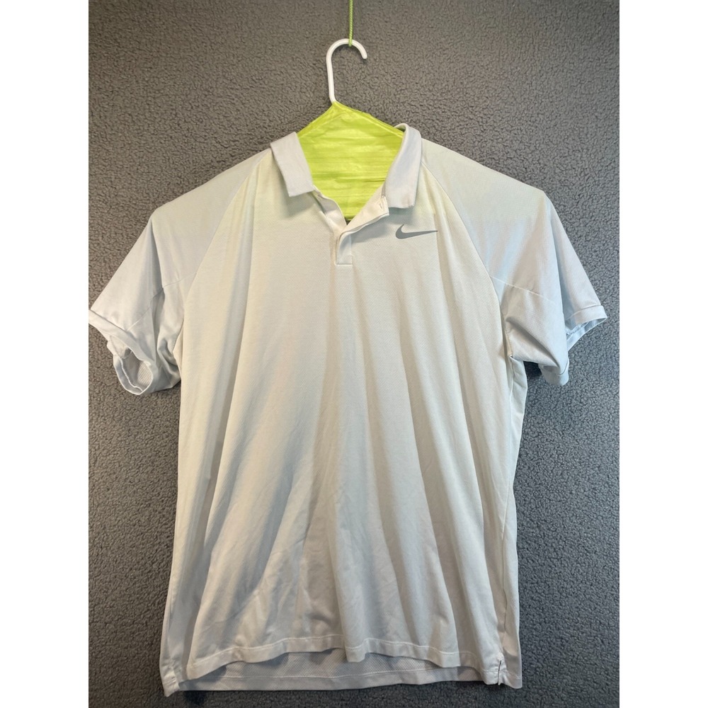 Nike Polo Shirt Mens XL   White  Short Sleeve Golf‎ Tour Dri Fit